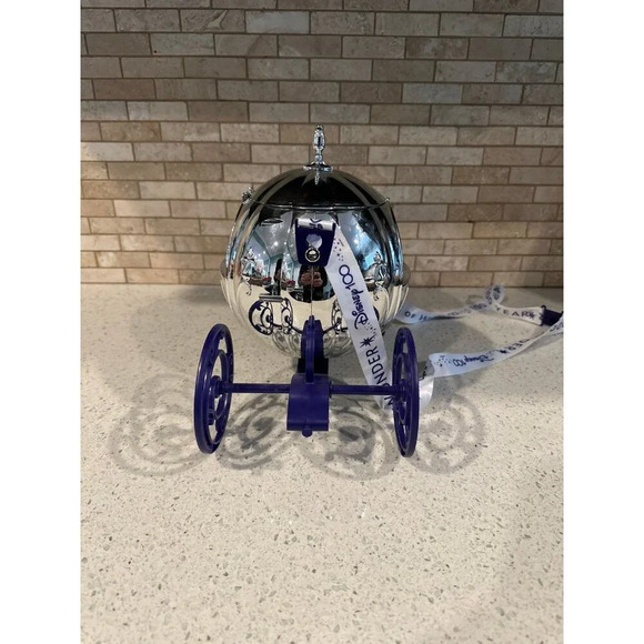 Disneyland parks 100 years Cinderella carriage popcorn bucket Disney 100 Silver - Picture 2 of 5